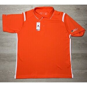 NWT Antigua Polo Shirt NBC Logo Short Sleeve Golf Casual Orange Large L T Shirt